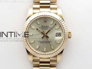 Datejust 31mm 278275 RG BP Best Edition Silver Sticks Markers Dial on RG President Bracelet