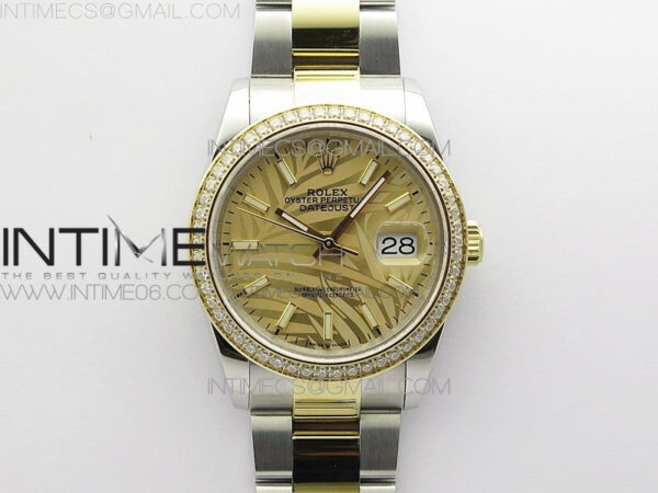 DateJust 36 SS/YG 126283 JDF 1:1 Best Edition New YG Dial Style 2 on Oyster Bracelet