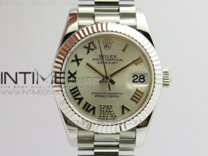 Datejust 31mm 278275 SS BP Best Edition Silver Roman Markers Dial(@6 Crystal Makrer) on SS President Bracelet