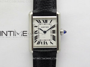Tank Must Ladies 22mm SS AF 1:1 Best Edition White Dial on Black Leather Strap Ronda Quartz