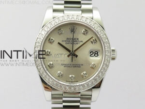 Datejust 31mm 278275 SS Crystal bezel BP Best Edition Silver Dial(@6 Crystal Marker) on SS President Bracelet
