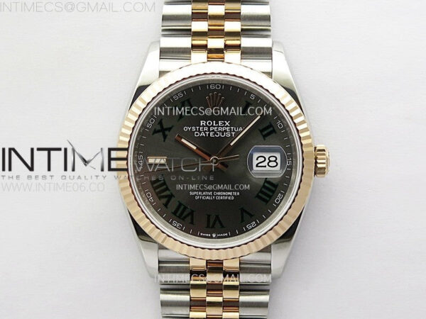 DateJust 36 SS 126231 904L SS/RG VSF 1:1 Best Edition Gray Dial Roman Markers on Jubilee Bracelet VS3235