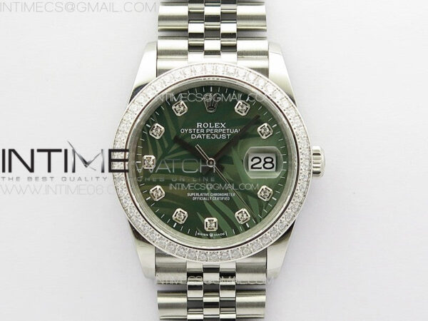 DateJust 36 SS 126233 Diamonds Bezel JDF 1:1 Best Edition New Green Dial on Jubilee SS Bracelet