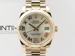 Datejust 31mm 278275 RG BP Best Edition Silver Roman Markers Dial @6 Dia on RG President Bracelet