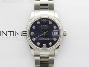 DateJust 31mm 178271 SS Crystal Bezel APSF Best Edition Blue Dial Crystal Markers on Oyster Bracelet A2824