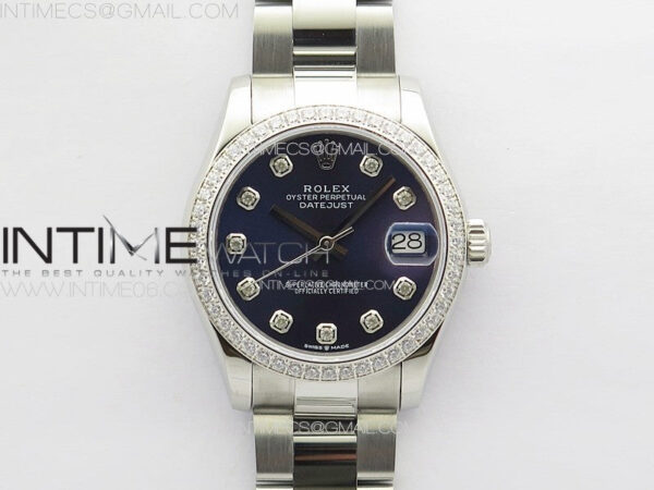 DateJust 31mm 178271 SS Crystal Bezel APSF Best Edition Blue Dial Crystal Markers on Oyster Bracelet A2824