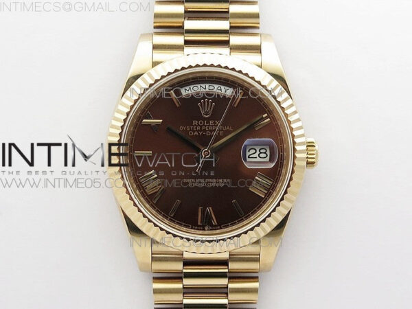 Day-Date 40mm 228239 BP New Dial Version 904 RG Brown Roman Markers Dial on RG President Bracelet A2836