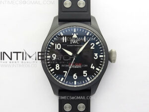 Big Pilot IW329801 Real Ceramic M+F 1:1 Best Edition Black Dial on Black Rubber Strap SEIKO 8N-24