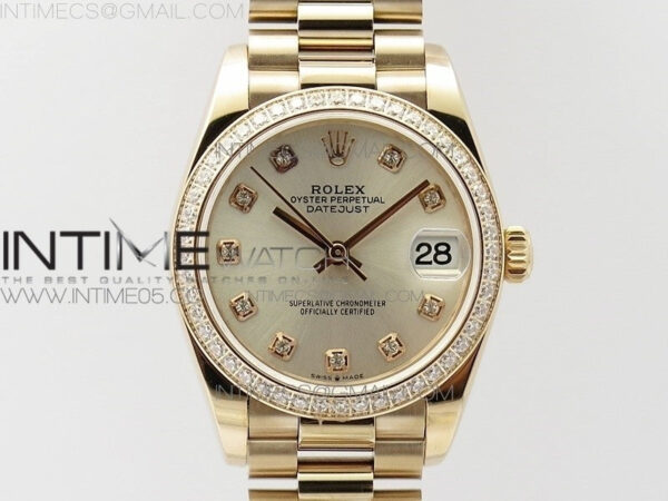 Datejust 31mm 278275 RG Dia Bezel BP Best Edition Silver Crystal Markers Dial on RG President Bracelet