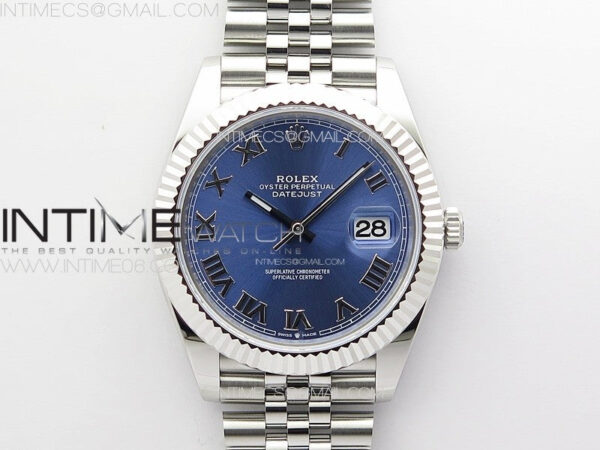 DateJust 41 126334 ZF 1:1 Best Edition 904L Steel Blue Dial Roman Marker on Jubilee Bracelet A2824 (Free Key Ring)