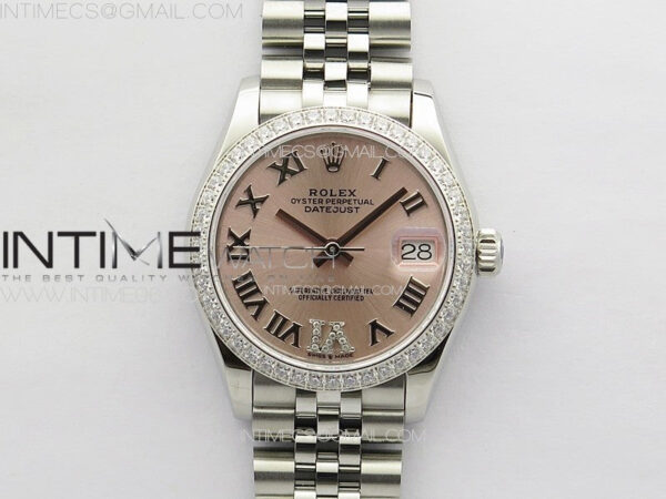 DateJust 31mm 178271 SS Crystal Bezel APSF Best Edition Pink Dial Roman Markers on Jubilee Bracelet A2824