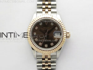 Datejust 28mm 279179 SS/RG APSF Best Edition Brown Dial Crystals Markers on SS/RG Jubilee Bracelet NH05