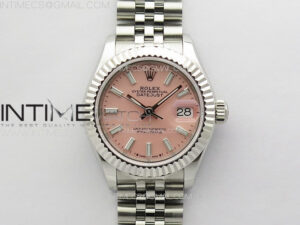 Datejust 28mm 279179 SS APSF Best Edition Pink Dial Sticks Markers on SS Jubilee Bracelet NH05