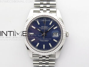DateJust 41 126334 ZF 1:1 Best Edition 904L Steel Blue Dial Stick Marker on Jubilee Bracelet A2824 (Free Key Ring)