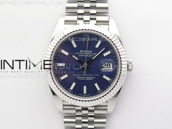 DateJust 41 126334 ZF 1:1 Best Edition 904L Steel Blue Dial Stick Marker on Jubilee Bracelet A2824 (Free Key Ring)