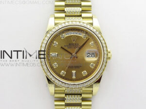 Day-Date 36 128235 YG/Crystal BP Best Edition YG Crystal Marker Dial on YG President Bracelet A2836