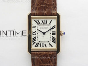 Tank Solo Ladies 28mm RG K11F 1:1 Best Edition White Dial on Brown Croco Leather Strap Ronda Quartz