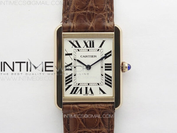 Tank Solo Ladies 28mm RG K11F 1:1 Best Edition White Dial on Brown Croco Leather Strap Ronda Quartz