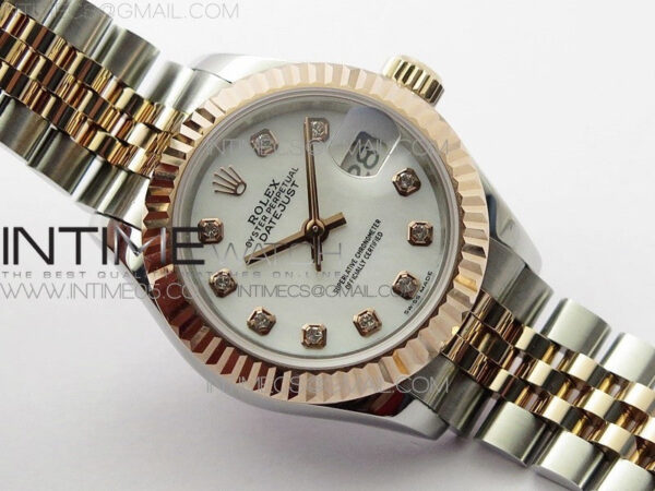 Datejust 28mm 279173 SS/RG BP Best Edition White MOP Crystal Markers Dial on SS/RG Jubilee Bracelet ETA2671 – Bild 2