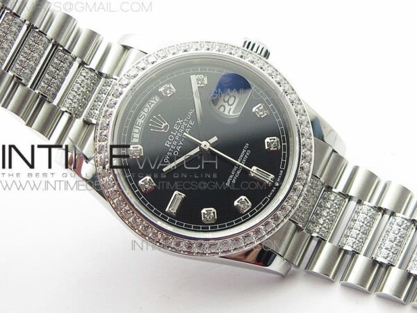 Day-Date 36 128239 SS/Crystal BP Best Edition Black Crystal Markers Dial on SS President Bracelet A2836 – Bild 2