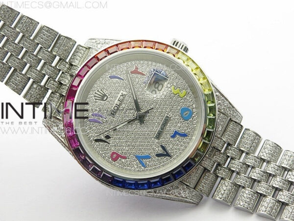 DateJust 41 126300 Full Paved Diamonds Rainbow 904 GSF Best Edition Diamonds Dial Arabic Markers on Jubilee Bracelet VR3235 – Bild 2