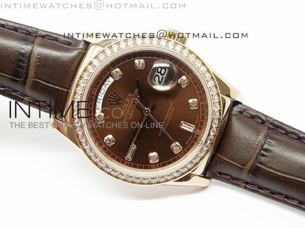 DayDate RG 36mm Brown Dial Diamond Bezel On Leather Strap – Bild 2