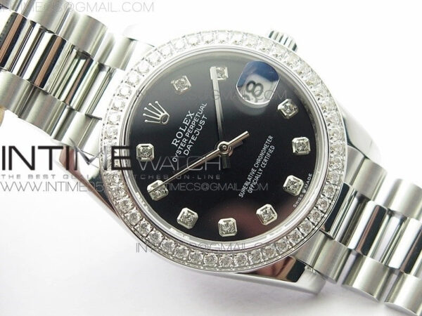 Datejust 31mm 278275 SS Crystal bezel BP Best Edition Black Dial(@6 Crystal Marker) on RG President Bracelet – Bild 2