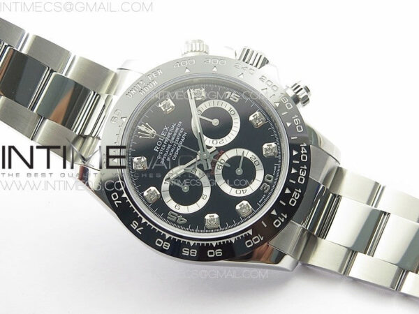 Daytona 116500LN APSF Black Dial Crystals Markers On SS BraceletSlim A7750 – Bild 2