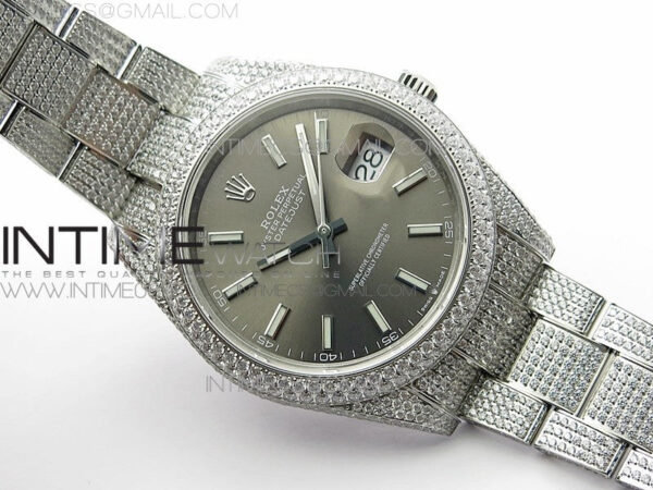 DateJust 41 126334 904 Full Paved Diamonds BP Best Edition Gray Dial Sticks Markers on Oyster Bracelet A2824 – Bild 2