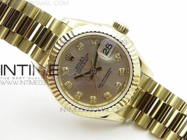 DateJust 28mm YG Diamond Bezel BP Best Edition White Silver Dial on YG Bracelet ETA2671 – Bild 2