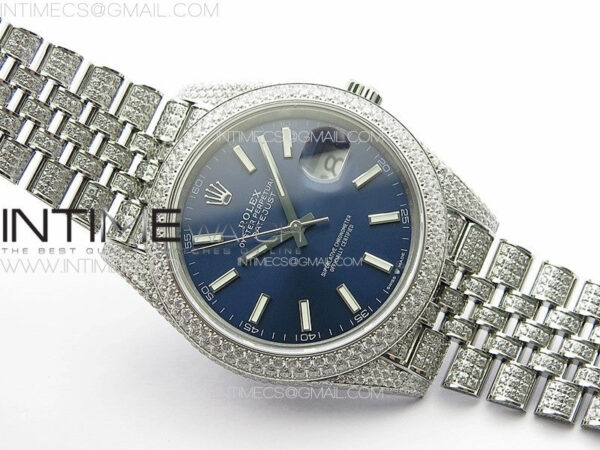 DateJust 41 126334 Full Paved Diamonds BP Best Edition Blue Dial Sticks Markers on Jubilee Bracelet A2824 – Bild 2