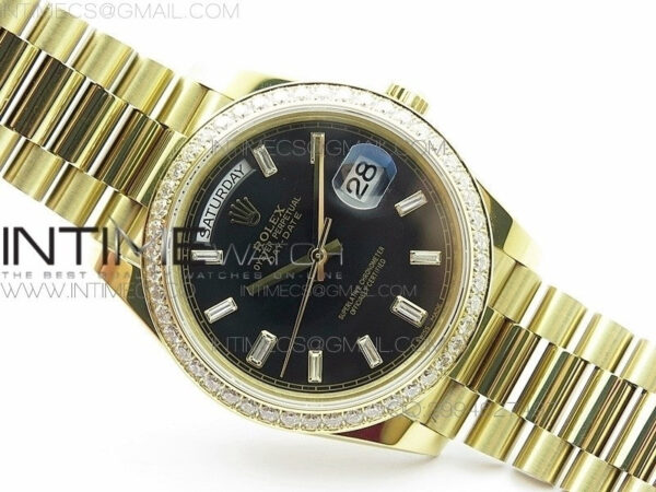 Day-Date 40 YG BP 1:1 Best 228239 Black Diamond Sticks Dial Diamond Bezel on SS Bracelet – Bild 2