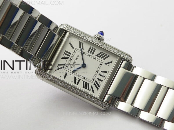 Tank Louis Ladies 25mm SS/Dia Bezel 8848F 1:1 Best Edition White Dial on SS Bracelet Ronda Quartz(Free leather strap) – Bild 2