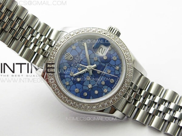 Datejust 28mm 279179 SS/Crystals APSF Best Edition Blue Flowers Dial on SS Jubilee Bracelet NH05 – Bild 2