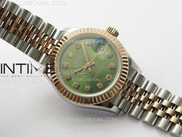 Datejust 28mm 279179 SS/RG APSF Best Edition Green Dial Crystals Markers on SS/RG Jubilee Bracelet NH05 – Bild 2