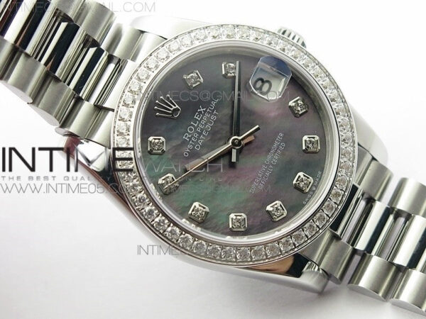 Datejust 31mm 278275 SS Crystal bezel BP Best Edition Gray MOP Dial(@6 Crystal Marker) on SS President Bracelet – Bild 2