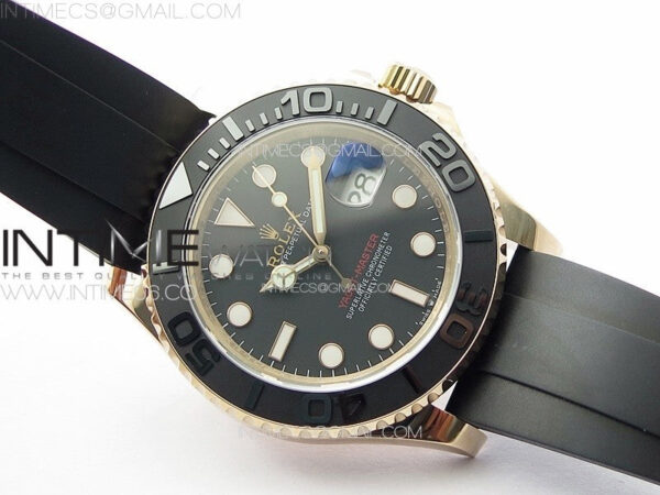 Yacht-Master 126655 3EF 1:1 Best Edition 3D Black Ceramic Bezel on Black Rubber Strap VR3235 – Bild 2