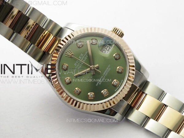 DateJust 31mm 72610 SS/RG APSF Best Edition Green Dial Crystals Markers on Oyster Bracelet A2824 – Bild 2
