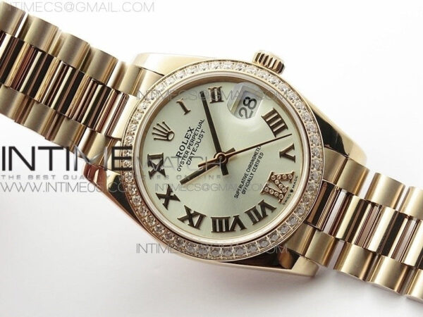 Datejust 31mm 278275 RG Dia Bezel BP Best Edition Silver Roman Markers Dial @6 Dia on RG President Bracelet – Bild 2