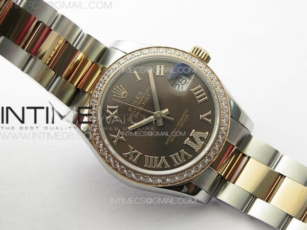 DateJust 31mm 72610 SS/Crystals Bezel APSF Best Edition Green Dial Roman Markers on Oyster Bracelet A2824 – Bild 2