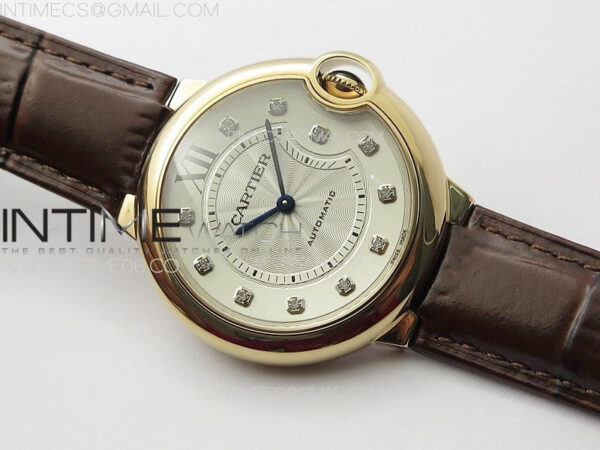 Ballon Bleu 36mm RG K3F 1:1 Best Edition White Textured Dia Markers Dial On Black Leather Strap A076 – Bild 2