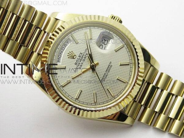 Day-Date 40mm 228239 BP New Dial Version 904 YG  Ice Blue Sticks Markers Dial on YG President Bracelet A2836 – Bild 2