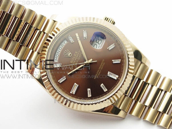 Day-Date 40mm 228239 BP New Dial Version 904 RG Brown T Crystal Markers Dial on RG President Bracelet A2836 – Bild 2
