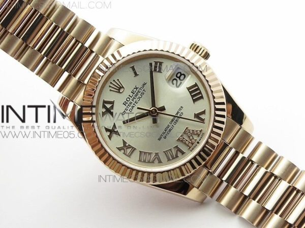 Datejust 31mm 278275 RG BP Best Edition Silver Roman Markers Dial @6 Dia on RG President Bracelet – Bild 4