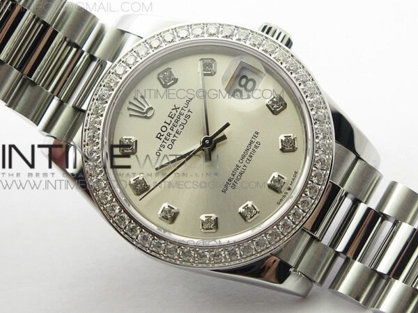 Datejust 31mm 278275 SS Crystal bezel BP Best Edition Silver Dial(@6 Crystal Marker) on SS President Bracelet – Bild 2