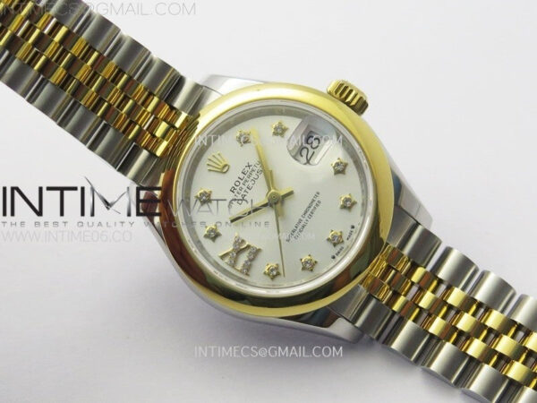 Datejust 28mm 279173 Smooth Bezel SS/YG APSF Best Edition White MOP Dial Star Crystals Markers on Jubilee Bracelet NH05 – Bild 2