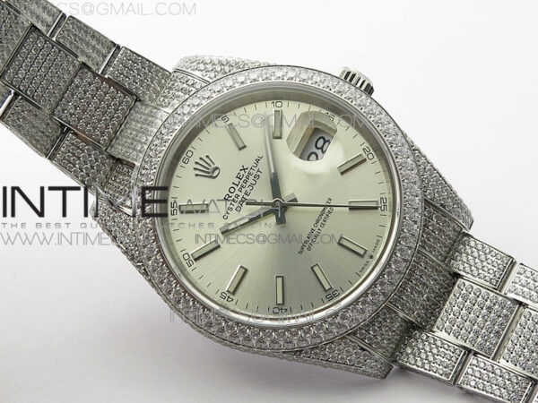 DateJust 41 126334 904 Full Paved Diamonds BP Best Edition Silver Dial Sticks Markers on Oyster Bracelet A2824 – Bild 2