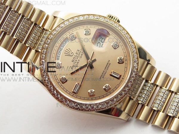 Day-Date 36 128235 RG/Crystal BP Best Edition RG Crystal Marker Dial on RG President Bracelet A2836 – Bild 2