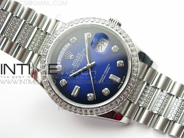Day-Date 36 128239 SS/Crystal BP Best Edition Blue Crystal Markers Dial on SS President Bracelet A2836 – Bild 2