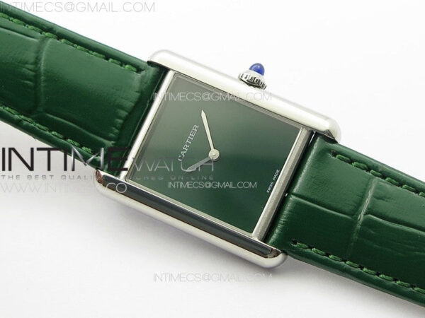 Tank Louis Ladies 25mm SS 8848F 1:1 Best Edition Green Dial on Green Leather Strap Ronda Quartz – Bild 2